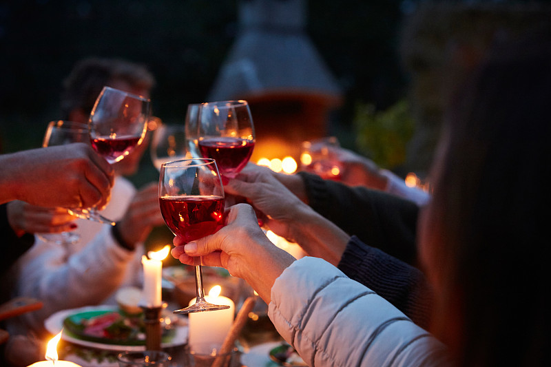 在农场里,朋友们举杯畅饮图片下载
