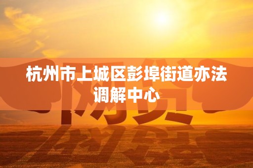 杭州市上城区彭埠街道亦法调解中心