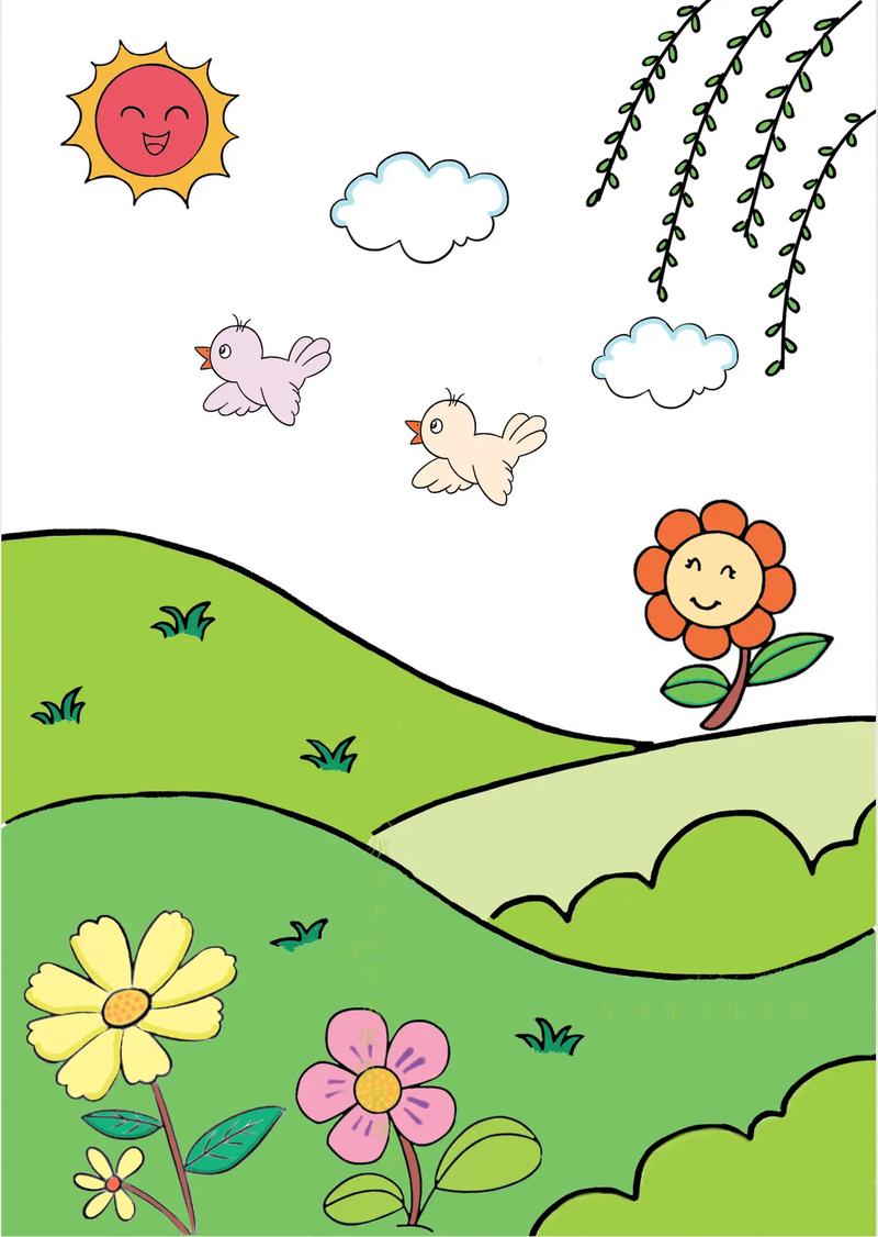 春天主题简笔画.幼儿园的小朋友可以试试哦春天主题画 拥抱 - 抖音