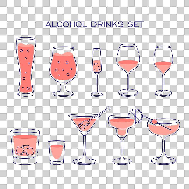 一大套玻璃器皿酒精饮料图片下载