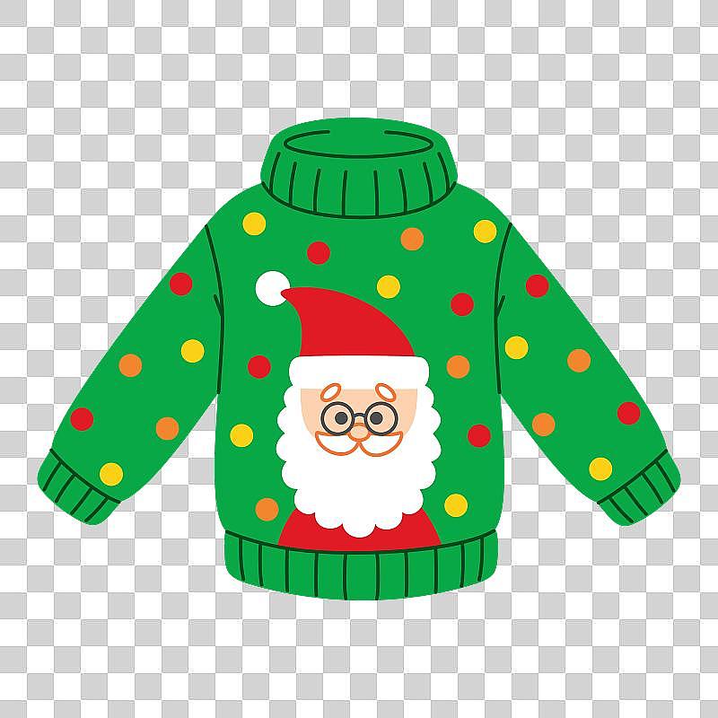 卡通圣诞丑毛衣与圣诞老人图片下载