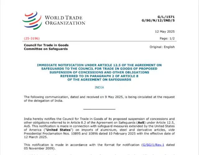 印度发与WTO通知文件 来源：WTO