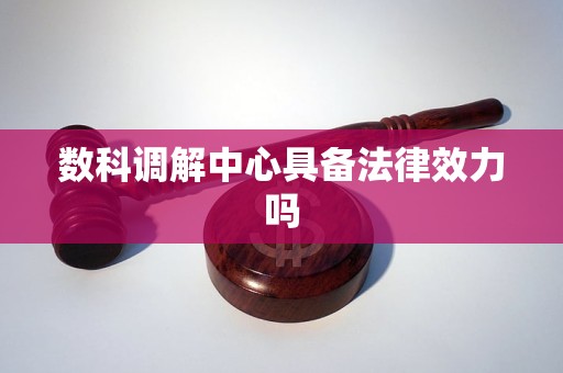 数科调解中心具备法律效力吗