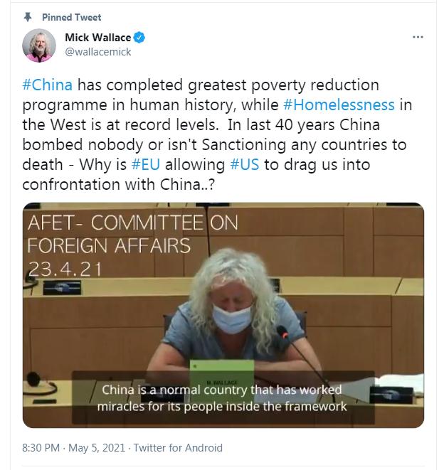 来源:欧洲议会议员米克·华莱士社交媒体截图。
