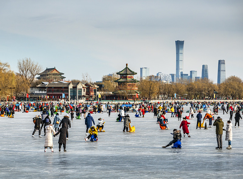 北京什刹海冰场图片下载