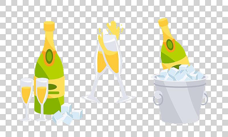 香槟酒和玻璃杯冰桶收藏图片下载
