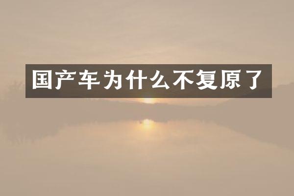 国产车为什么不复原了