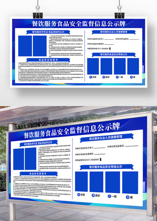 蓝色餐饮服务食品安全展板