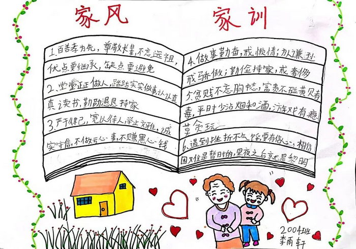 关于家风家训的手抄报初中漂亮