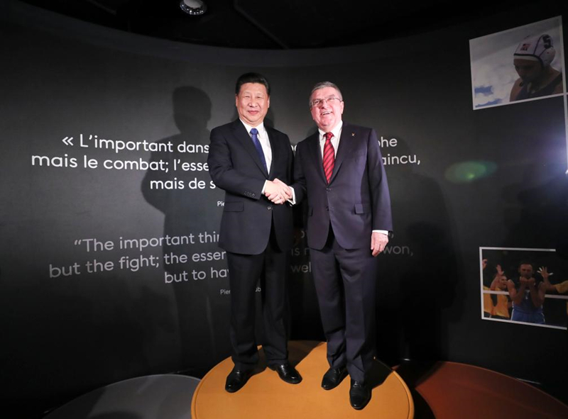 2017年1月18日，习近平主席在位于瑞士洛桑的国际奥林匹克博物馆会见时任国际奥林匹克委员会主席巴赫。