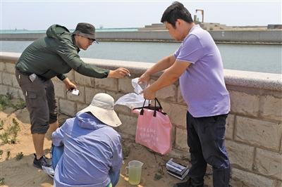 2019年6月24日起,生态环境部启动对河北唐山、天津(滨海新区)、辽宁大连、山东烟台等4城市入渤海排污口现场排查。图为6月25日,唐山排查组工作人员在快检水质。资料图片/新京报记者 浦峰 摄