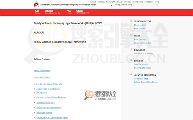 澳大利亚法律信息研究院搜索结果页面图3