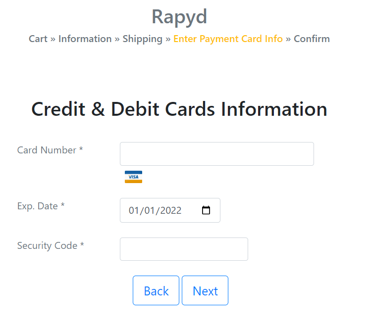 Enter the card information
