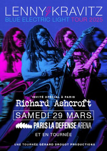Affiche du concert de Lenny Kravitz le 29 mars 2025 à Paris La Défense Arena