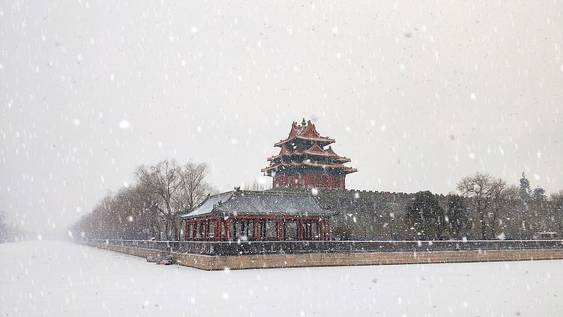 银装素裹的故宫角楼图片下载