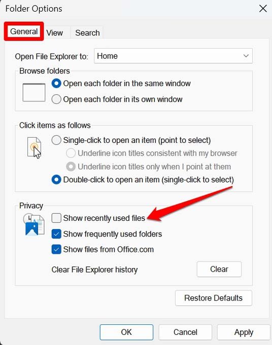 disable-recent-files-from-file-explorer-Windows-11