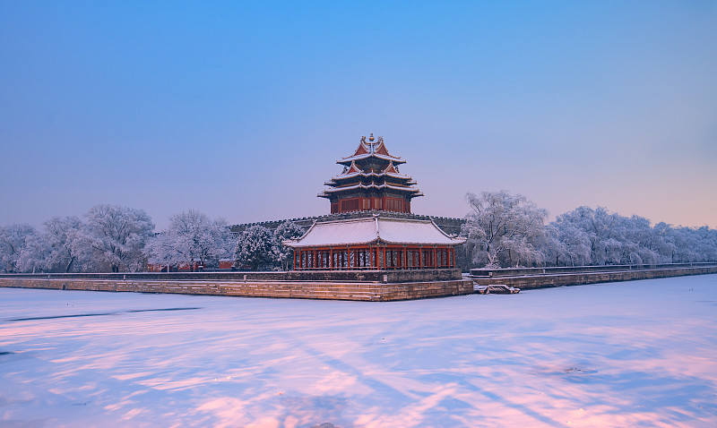 北京故宫与角楼雪景图片下载