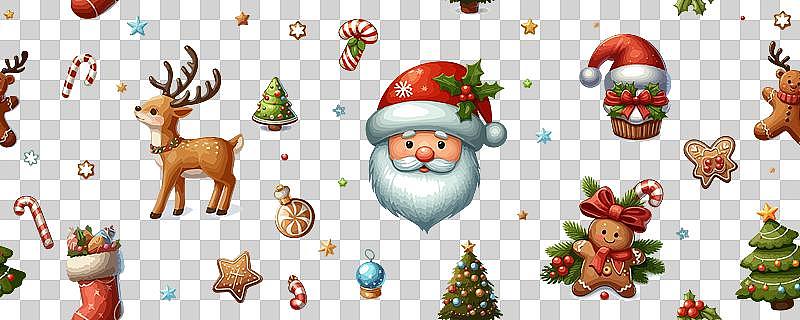 圣诞无缝图案与一组元素图片下载