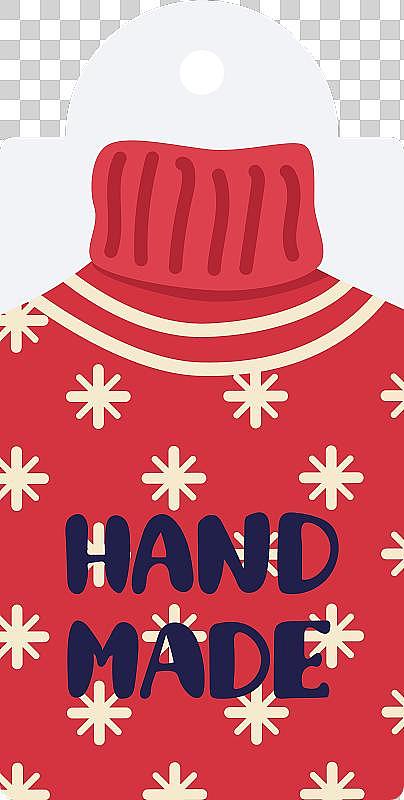 红色圣诞毛衣标签手工制作文字图片下载