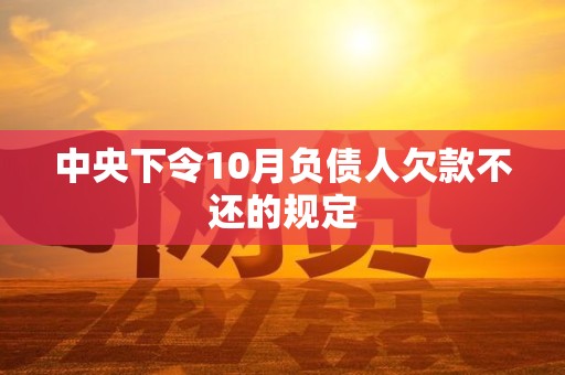 中央下令10月负债人欠款不还的规定