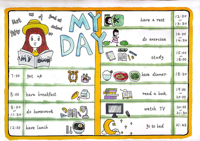 my day英语手抄报图片