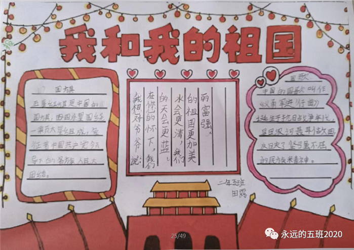 我和我的祖国手抄报简笔画一年级