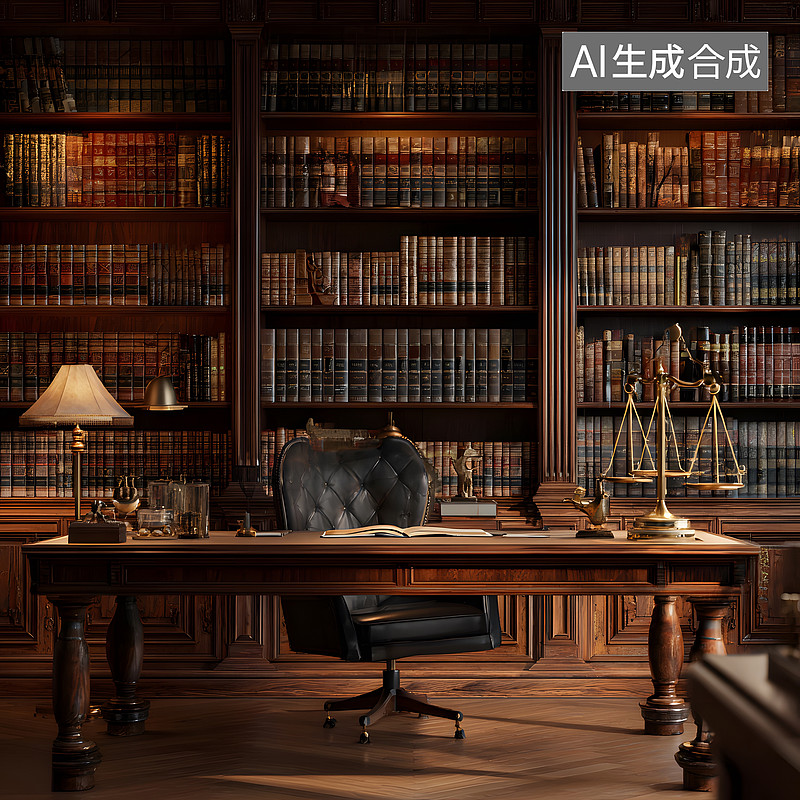 【AI数字艺术】律师办公，法律工作者办公室场景图片下载