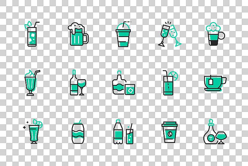 美味的饮料和菜单-一套线条设计图片下载